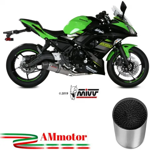 Scarico Completo Mivv Kawasaki Ninja 650 17 - 2023 Terminale Ovale Titanio Carbon Cap Moto