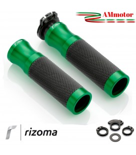 Manopole rizoma Moto Sport Coppia Colore Verde Alluminio Gomma