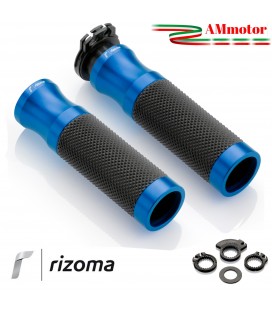 Manopole rizoma Moto Sport Coppia Colore Blu Alluminio Gomma