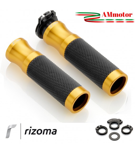 Manopole rizoma Moto Sport Coppia Colore Oro Alluminio Gomma