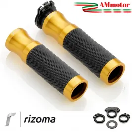 Manopole rizoma Moto Sport Coppia Colore Oro Alluminio Gomma