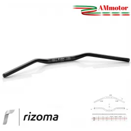Manubrio Rizoma Moto Conico Alluminio Ergal Anodizzato Nero Sezione Variabile