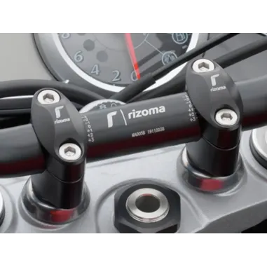 Manubrio Rizoma Moto Conico Alluminio Ergal Anodizzato Nero Sezione Variabile