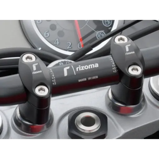 Manubrio Rizoma Moto Conico Alluminio Ergal Anodizzato Nero Sezione Variabile