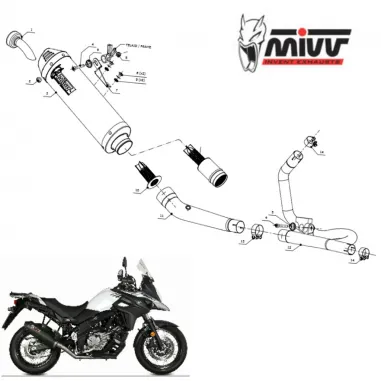 Mivv Suzuki Dl V-Strom 650 Terminale Di Scarico Moto Marmitta Oval Carbon Cap