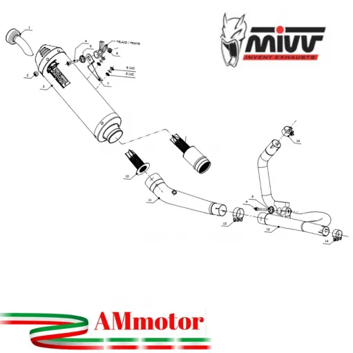 Mivv Suzuki Dl V-Strom 650 Terminale Di Scarico Moto Marmitta Oval Titanio Carbon Cap