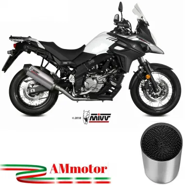 Mivv Suzuki Dl V-Strom 650 Terminale Di Scarico Moto Marmitta Oval Titanio Carbon Cap