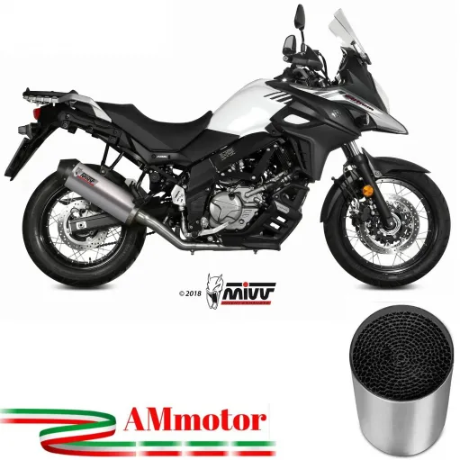 Mivv Suzuki Dl V-Strom 650 Terminale Di Scarico Moto Marmitta Oval Titanio Carbon Cap