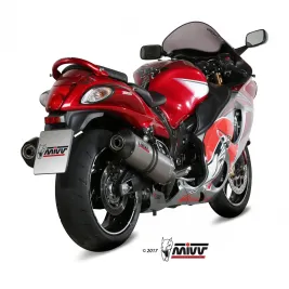 Mivv Suzuki Gsx-R 1300 Hayabusa Terminali Di Scarico Moto Marmitte Oval Titanio Carbon Cap Omologato 2