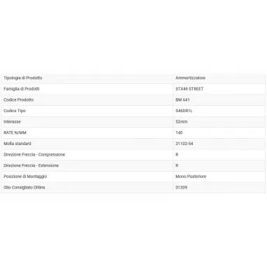 Ammortizzatore Ohlins Bmw R Nine T Scrambler / Urban / GS Mono STX 46 Street Sospensione Regolabile Moto S46DR1L