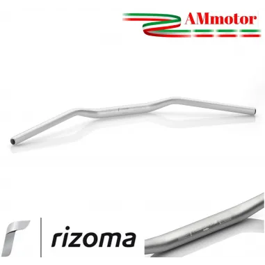 Manubrio Rizoma Moto Conico Alluminio Ergal Anodizzato Argento Sezione Variabile