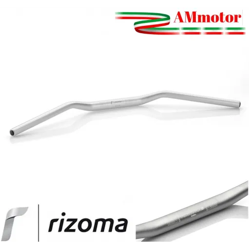 Manubrio Rizoma Moto Conico Alluminio Ergal Anodizzato Argento Sezione Variabile