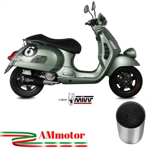 Scarico Completo Mivv Piaggio Vespa Gts 300 08 - 2020 Terminale Delta Race Black Moto Scooter