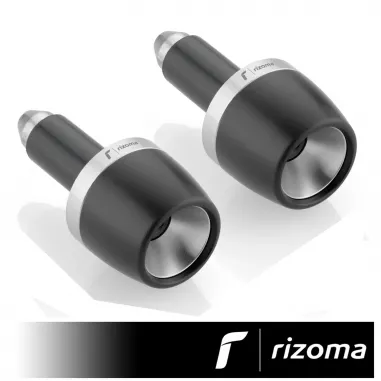 Terminali Manubrio Moto Rizoma Conico Contrappesi Nero Argento