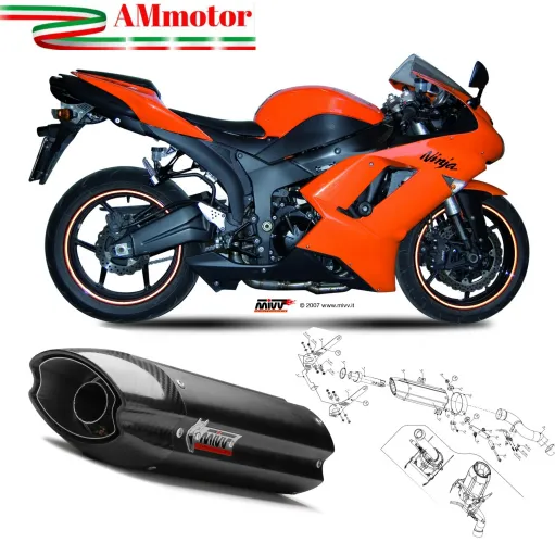 Mivv Kawasaki ZX-6 R 2008 08 Terminale Di Scarico Suono Black Nero Moto