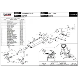 Mivv Kawasaki ZX-6 R 2008 08 Terminale Di Scarico Suono Black Nero Moto 2