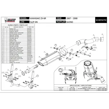 Mivv Kawasaki ZX-6 R 2008 08 Terminale Di Scarico Suono Black Nero Moto